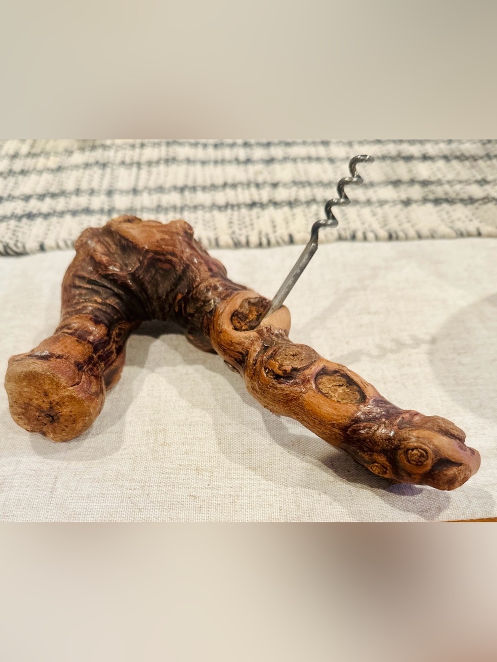 Vintage Laurent Siret Rochefort Grapevine Burl Wood Corkscrew Wine Opener France